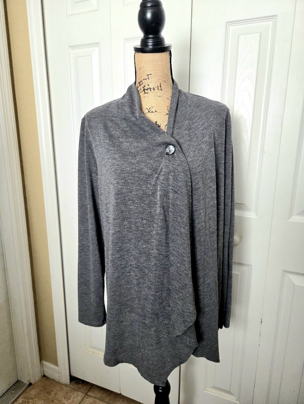 Apt. 9 Gray Open Front Draped Women's Sweater Cardigan
